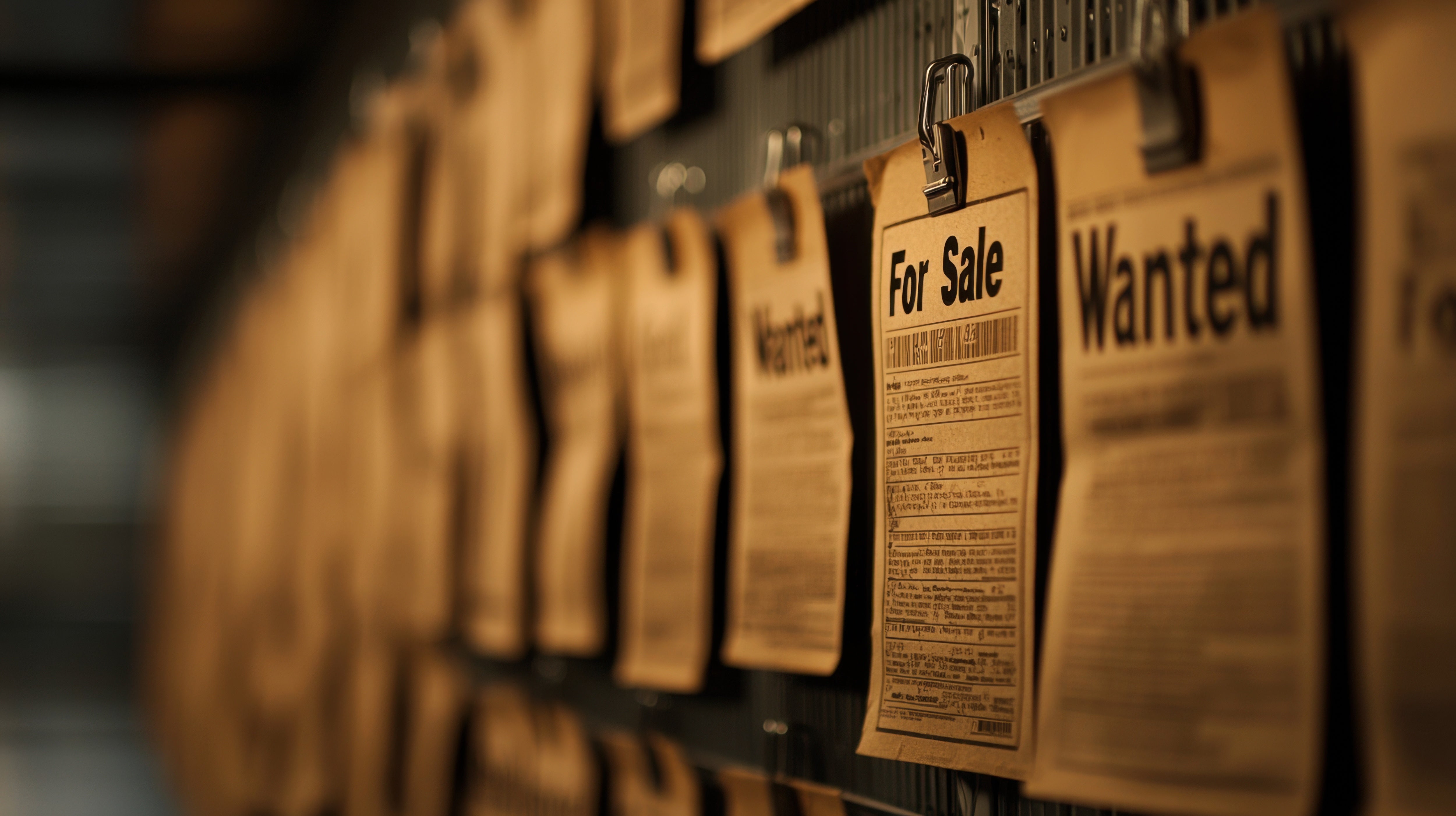 wall of classified ads