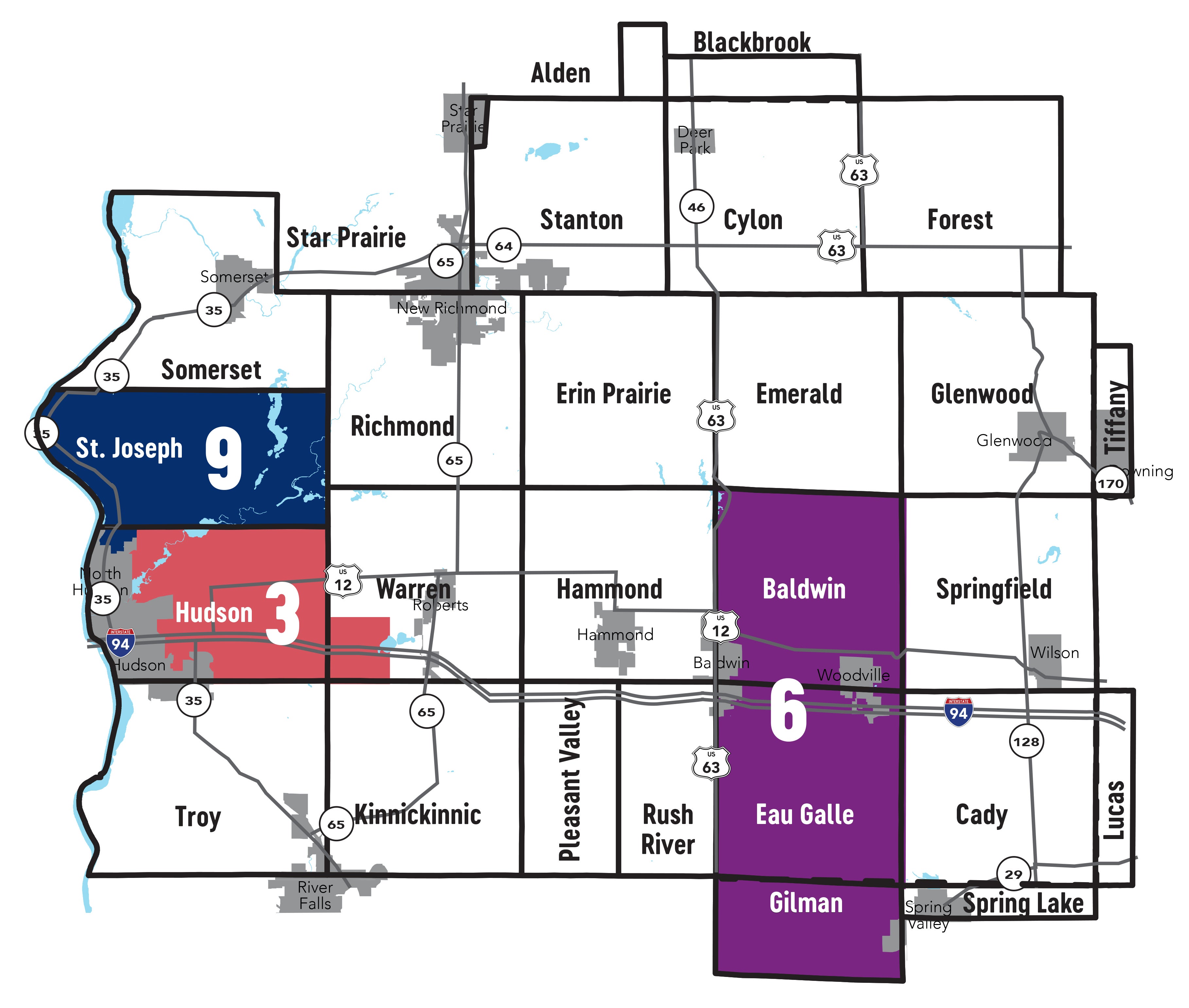 districts 3,6, and 9 Map