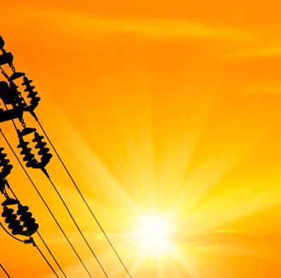 Power line with sun