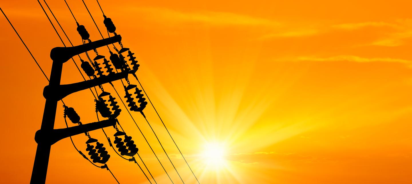 Power line with sun